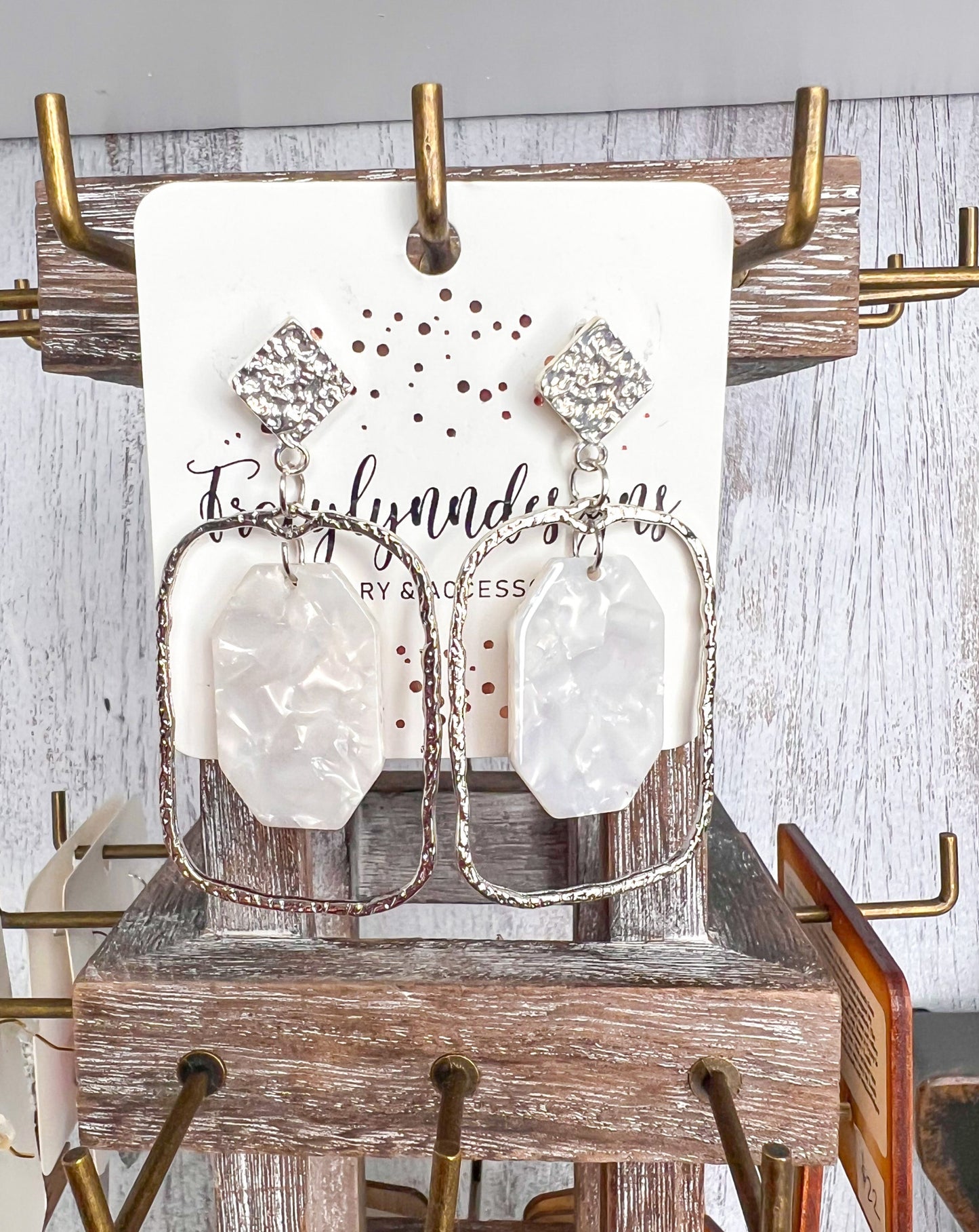 Silver Acrylic Drop Earrings