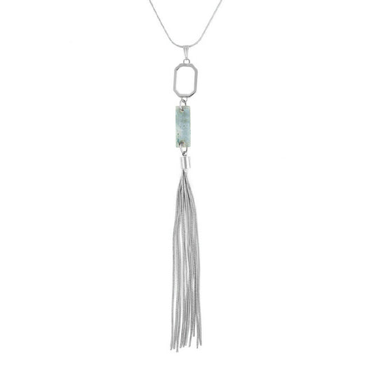 Long Silver Tassel Necklace