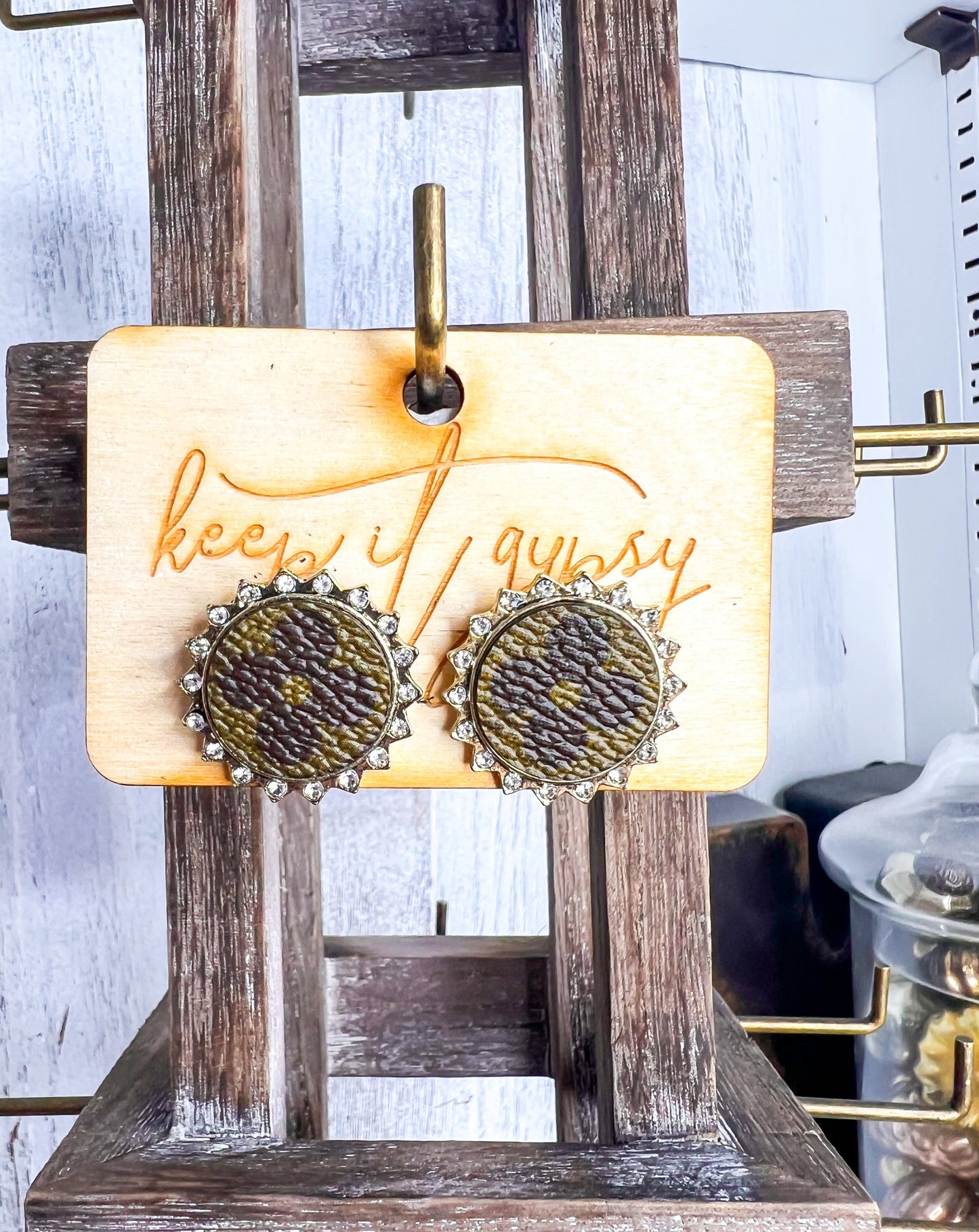 Crystal Studded Upcycled Earrings