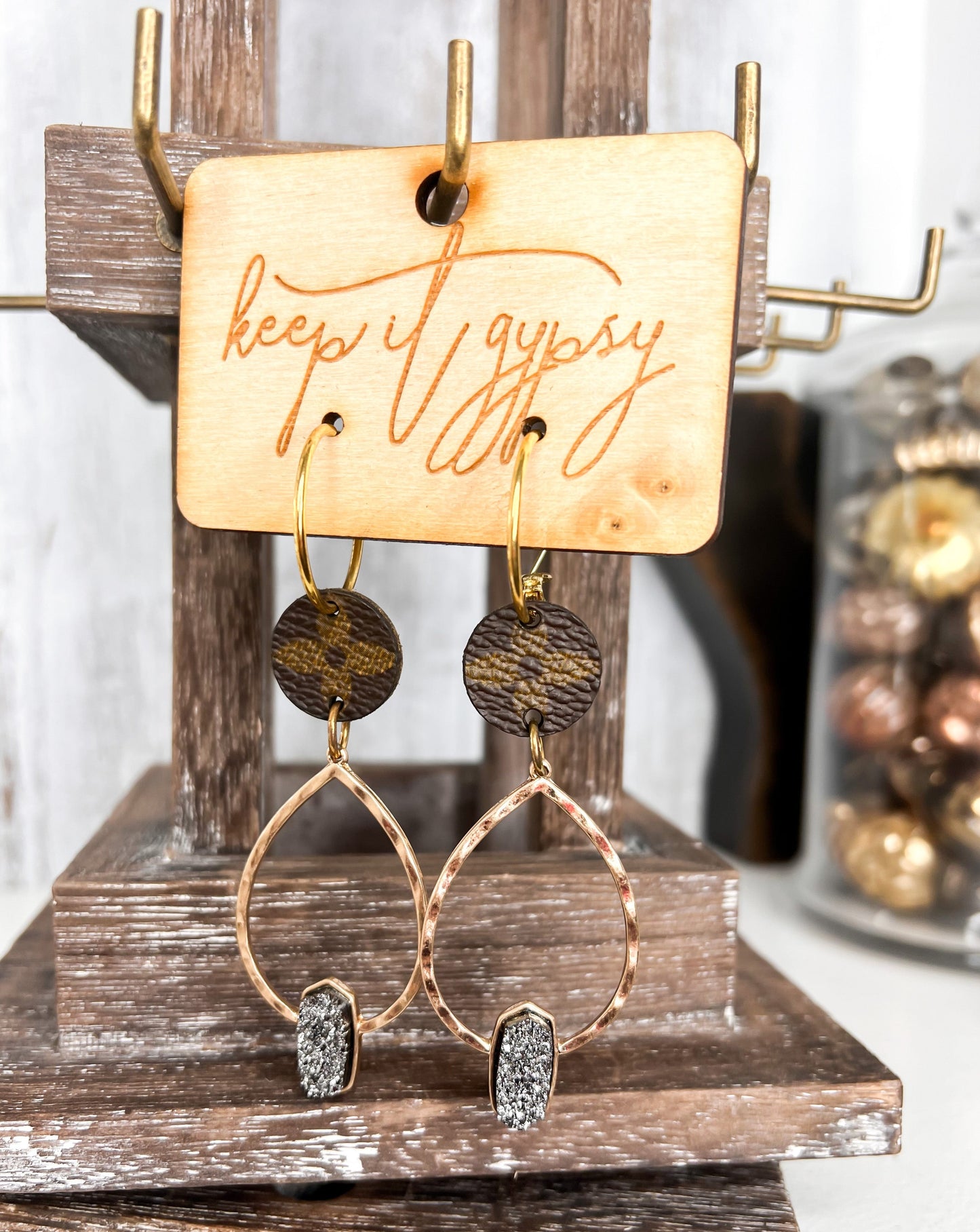 Upcycled Drusy Drop Earrings