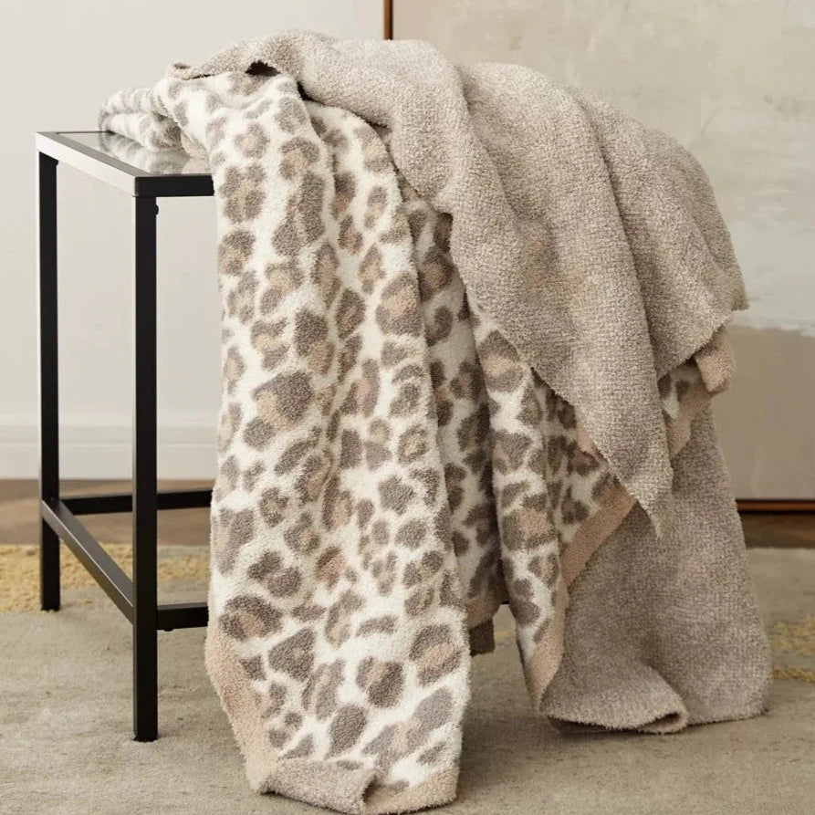 Luxury Blanket in Tan Tri-Color Leopard