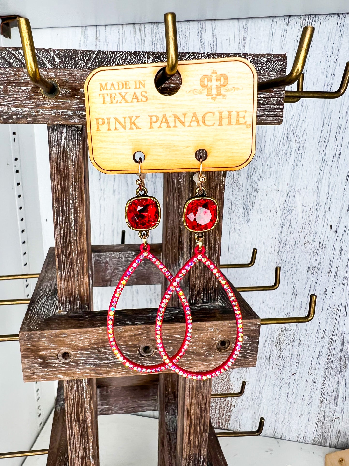 Pink Panache Red Studded Teardrops